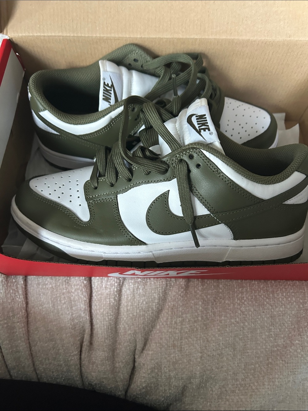 Nike Low-Top Sneakers in Olive Green and White